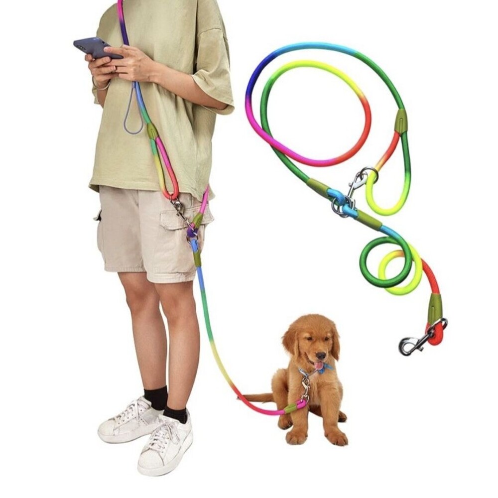 Adjustable Rainbow Dog Leash - Hands-Free & Multi-Function